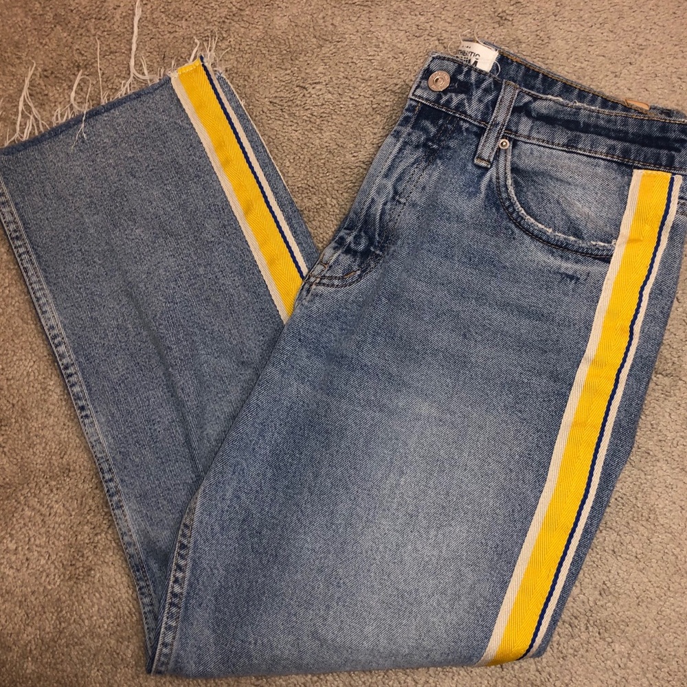 Zara stripe down the side blue jeans